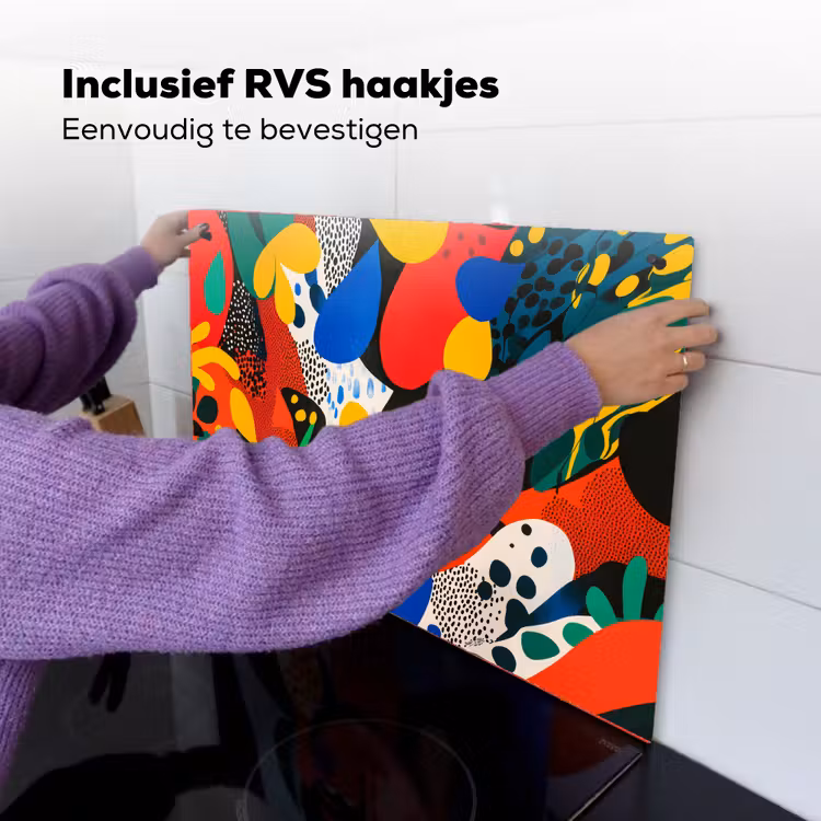 Abstract - Planten - Vormen - Kleurrijk Inductie beschemer met haakjes klein -ky-ophangen-nl