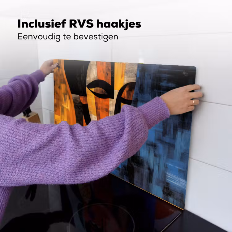 Abstract - Portret - Kleurvakken Inductie beschemer met haakjes klein -ky-ophangen-nl
