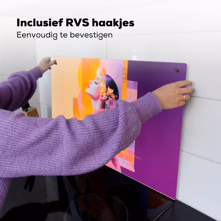 Abstract - Portret - Vrouw - Kleurrijk Inductie beschemer met haakjes klein -ky-ophangen-nl