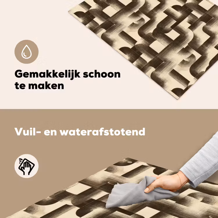 Abstract - Retro - Zwart Inductie beschemer met haakjes klein 777 -ky-schoon-nl
