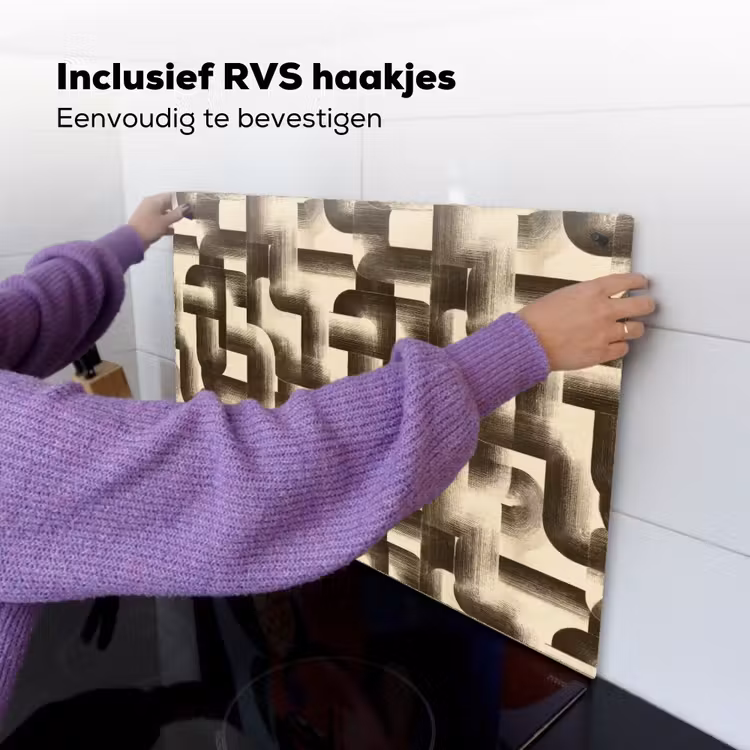 Abstract - Retro - Zwart Inductie beschemer met haakjes klein 777 -ky-ophangen-nl