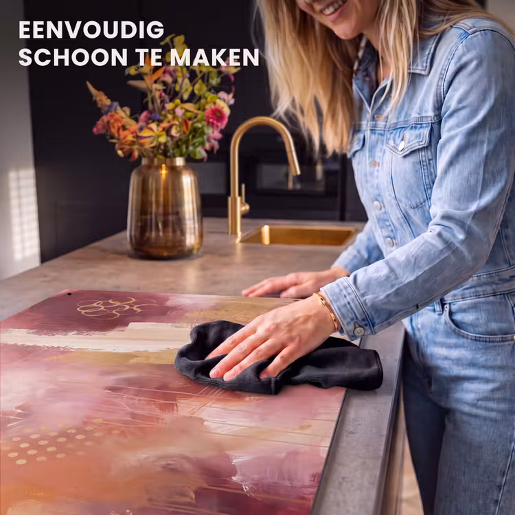 Abstract - Rood - Goud - Modern - Kunst Inductie beschemer met haakjes klein -ky-schoon-nl