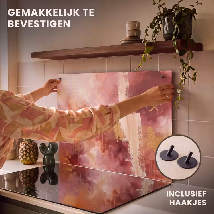 Abstract - Rood - Goud - Modern - Kunst Inductie beschemer met haakjes klein -ky-ophangen-nl
