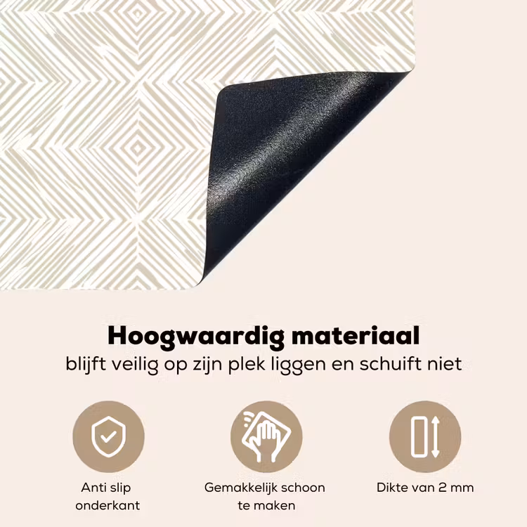 Abstract - Ruiten - Beige Inductie beschemer met haakjes klein 777 -ky-onderkant-nl