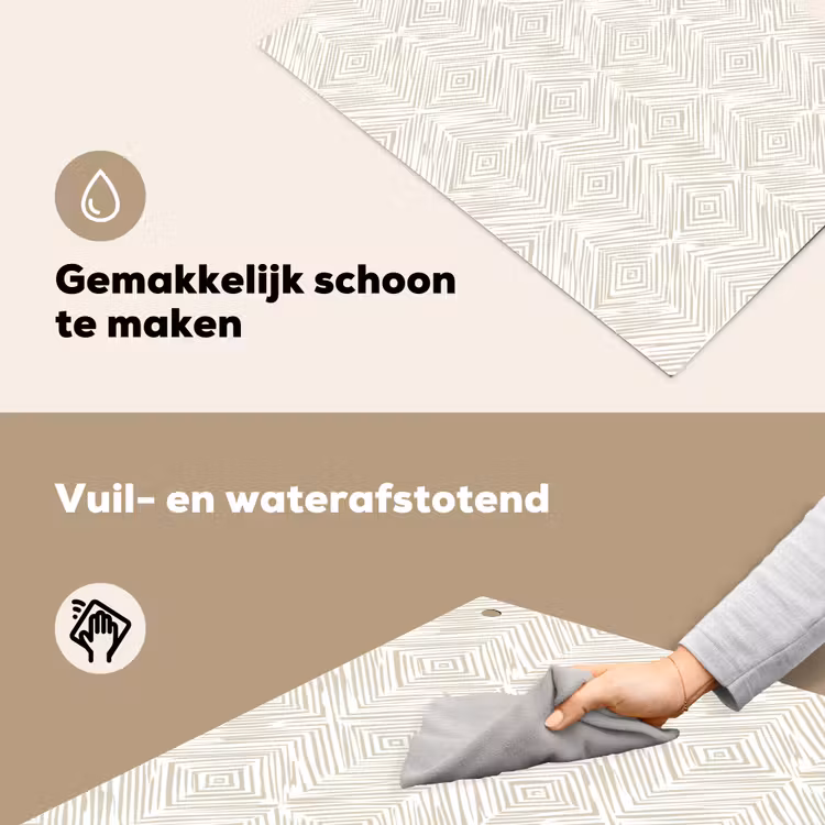 Abstract - Ruiten - Beige Inductie beschemer met haakjes klein 777 -ky-schoon-nl