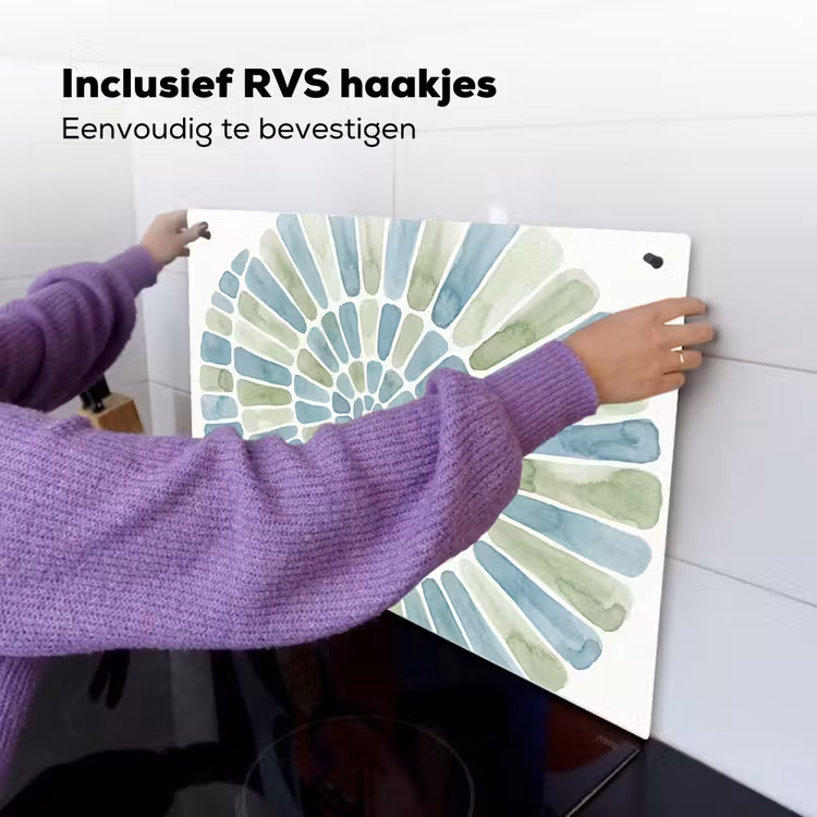 Abstract - Spiraal - Patroon - Modern - Blauw-Groen Inductie beschemer met haakjes klein -ky-ophangen-nl