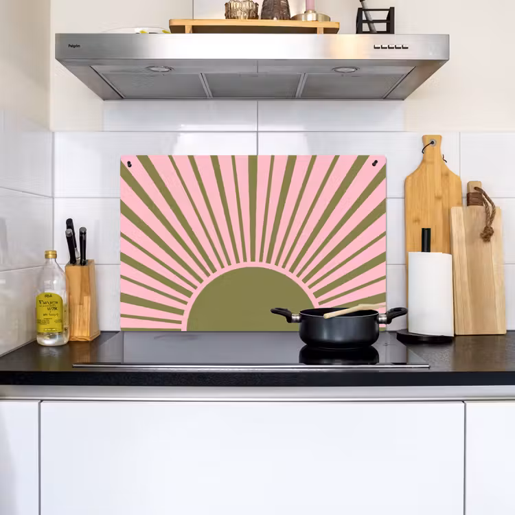 Abstract - Stralen - Grafisch - Roze - Groen Inductie beschemer met haakjes klein -sfeer2