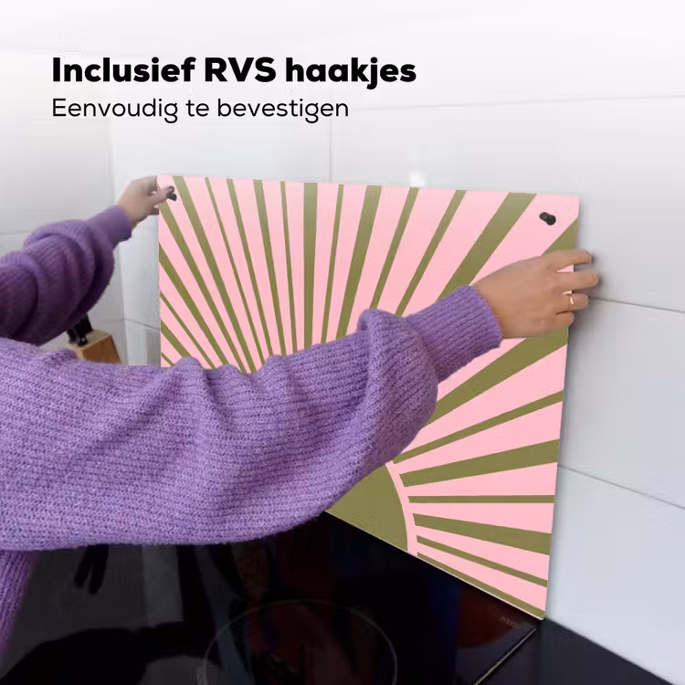 Abstract - Stralen - Grafisch - Roze - Groen Inductie beschemer met haakjes klein -ky-ophangen-nl