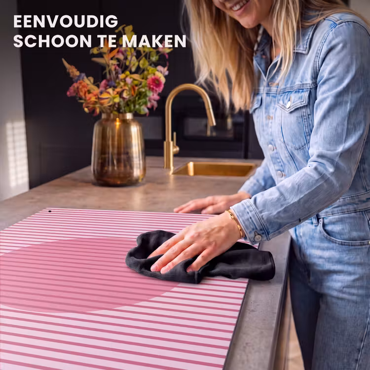 Abstract - Strepen - Ovaal - Roze - Modern Inductie beschemer met haakjes klein -ky-schoon-nl