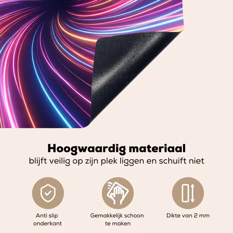 Abstract - Swirl - Futuristic - Neon Inductie beschemer met haakjes klein -ky-onderkant-nl