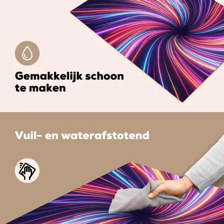 Abstract - Swirl - Futuristic - Neon Inductie beschemer met haakjes klein -ky-schoon-nl