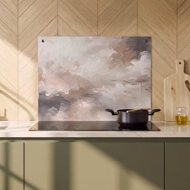 Abstract - Textuur - Kunst - Modern - Beige Inductie beschemer met haakjes klein -sfeer2