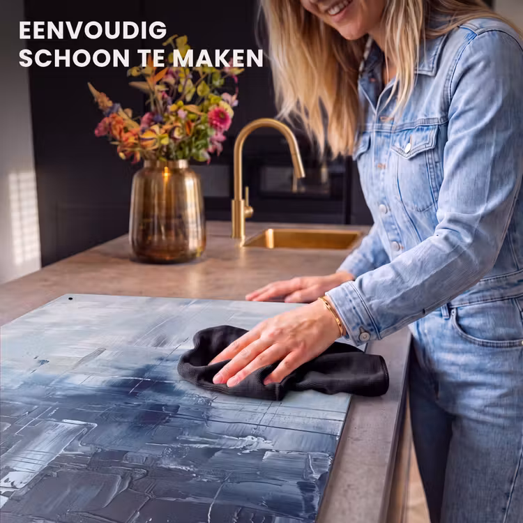 Abstract - Textuur - Kunst - Modern - Blauw Inductie beschemer met haakjes klein -ky-schoon-nl
