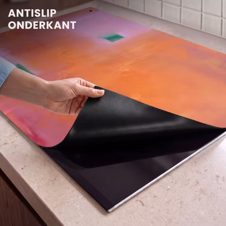 Abstract - Vlakken - Kunst - Modern - Oranje Inductie beschemer met haakjes klein -ky-onderkant-nl