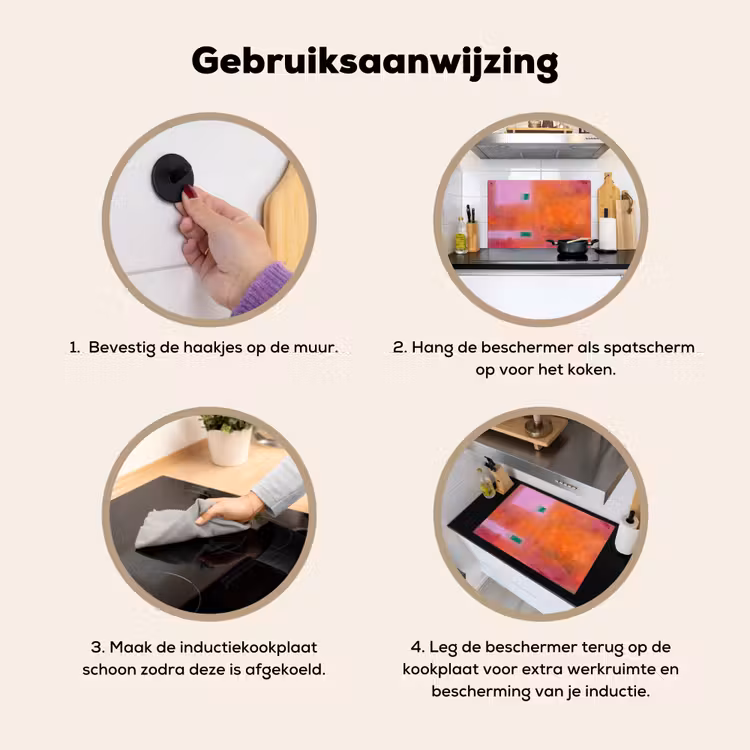 Abstract - Vlakken - Kunst - Modern - Oranje Inductie beschemer met haakjes klein -ky-gebruik-nl