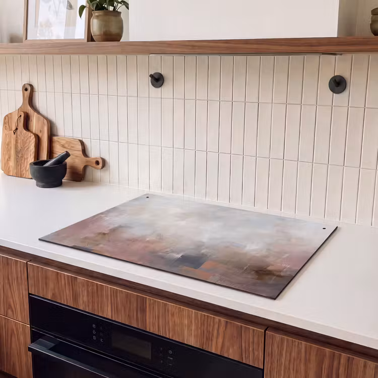 Abstract - Vloeiend - Kunst - Modern - Beige Inductie beschemer met haakjes klein -sfeer1