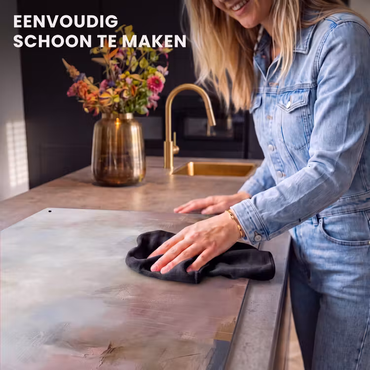 Abstract - Vloeiend - Kunst - Modern - Beige Inductie beschemer met haakjes klein -ky-schoon-nl