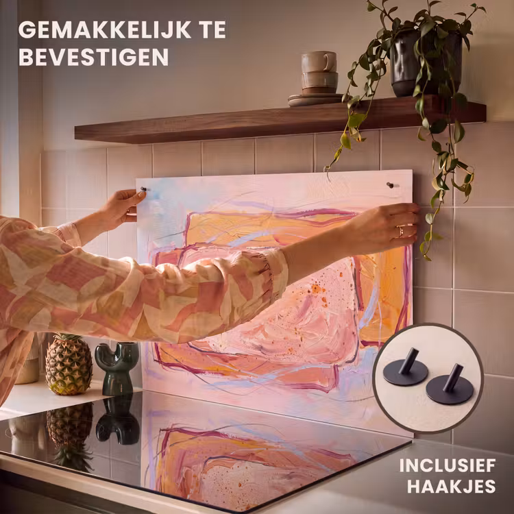 Abstract - Vormen - Modern - Roze Inductie beschemer met haakjes klein -ky-ophangen-nl
