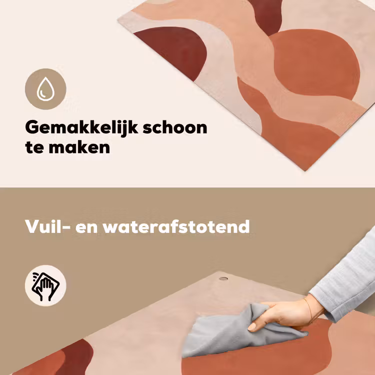 Abstract - Vormen - Organisch - Aardetinten - Modern Inductie beschemer met haakjes klein -ky-schoon-nl