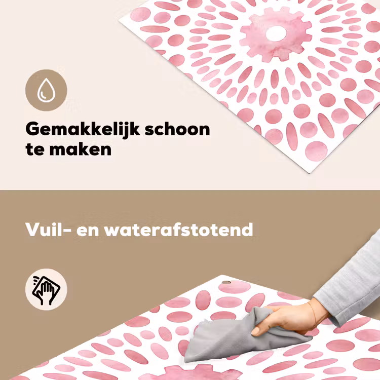 Abstract - Vormen - Patroon - Aquarel - Roze Inductie beschemer met haakjes klein -ky-schoon-nl