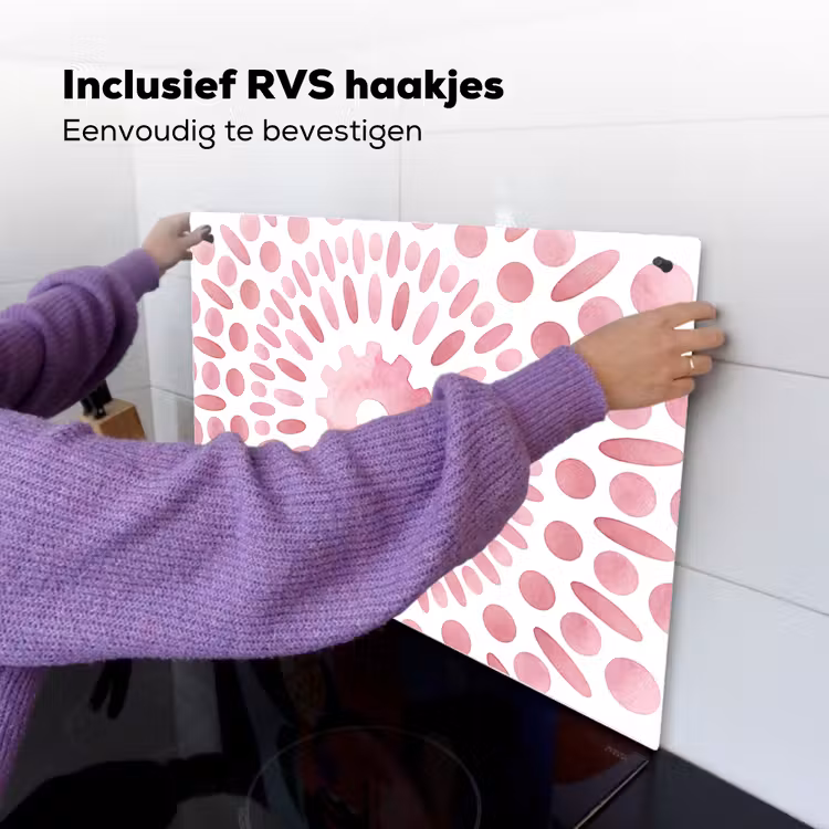 Abstract - Vormen - Patroon - Aquarel - Roze Inductie beschemer met haakjes klein -ky-ophangen-nl