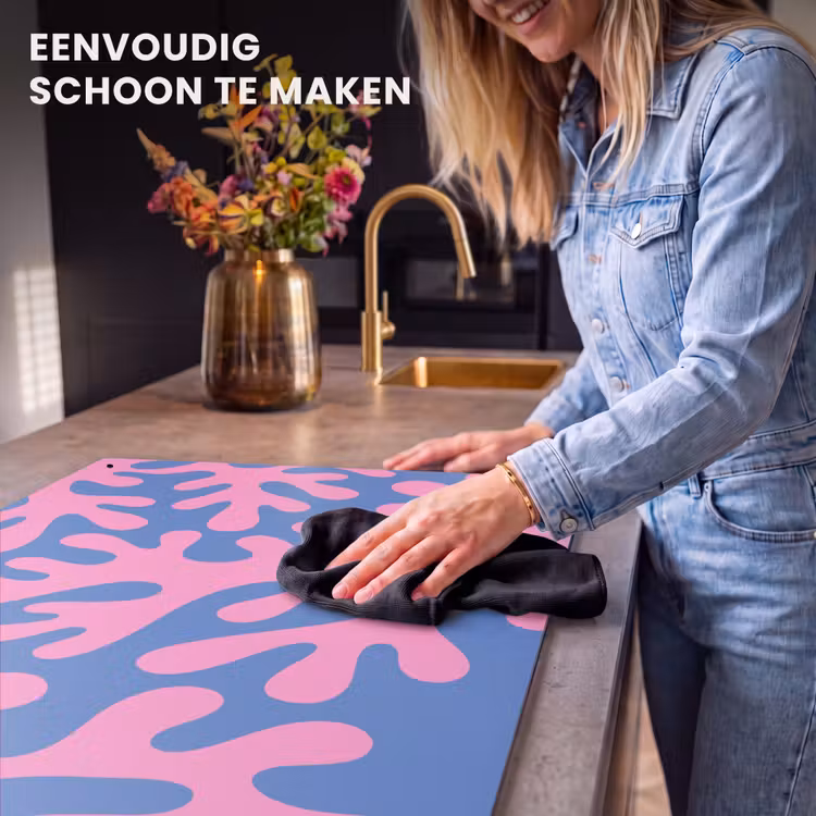 Abstract - Vormen - Roze - Blauw Inductie beschemer met haakjes klein -ky-schoon-nl