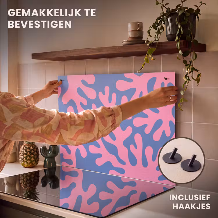 Abstract - Vormen - Roze - Blauw Inductie beschemer met haakjes klein -ky-ophangen-nl