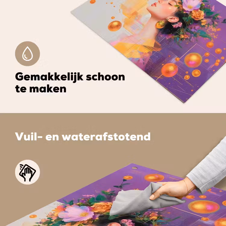 Abstract - Vrouw - Bloemenkroon - Goud Inductie beschemer met haakjes klein -ky-schoon-nl