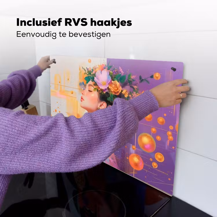Abstract - Vrouw - Bloemenkroon - Goud Inductie beschemer met haakjes klein -ky-ophangen-nl