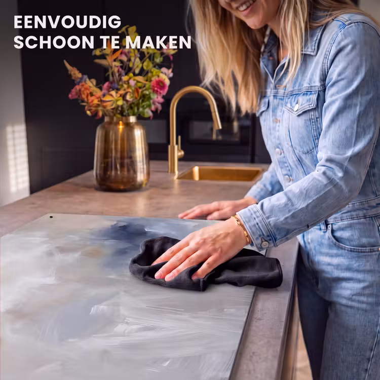 Abstract - Wolken - Sfeer - Modern - Beige Inductie beschemer met haakjes klein -ky-schoon-nl