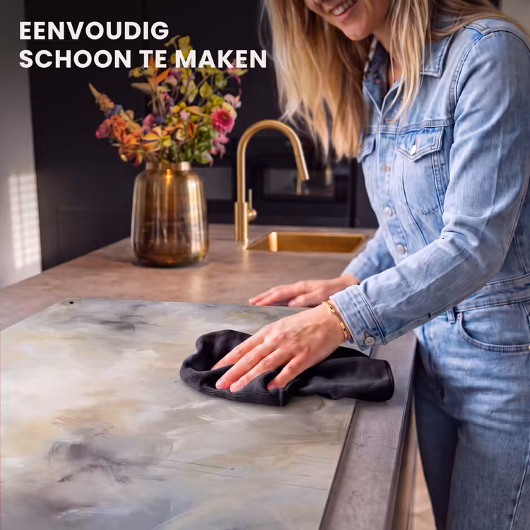 Abstract - Wolken - Sfeervol - Beige - Grijs Inductie beschemer met haakjes klein -ky-schoon-nl