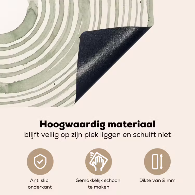 Abstractie - Cirkels - Waterverf - Groen - Modern Inductie beschemer met haakjes klein -ky-onderkant-nl