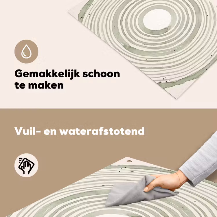 Abstractie - Cirkels - Waterverf - Groen - Modern Inductie beschemer met haakjes klein -ky-schoon-nl