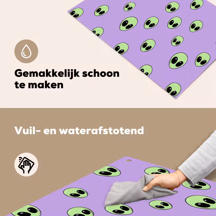 Alien - Retro - Lila Inductie beschemer met haakjes klein 777 -ky-schoon-nl