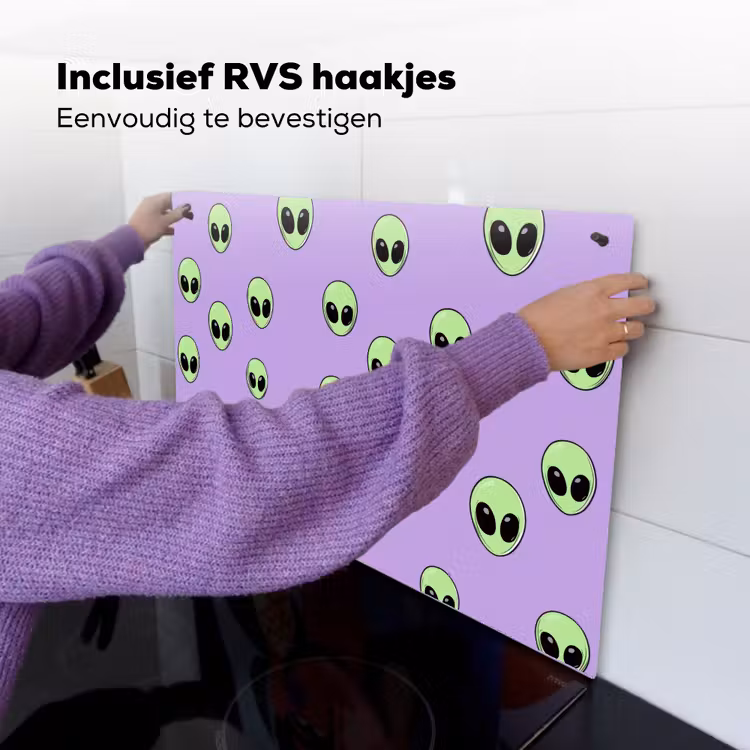 Alien - Retro - Lila Inductie beschemer met haakjes klein 777 -ky-ophangen-nl