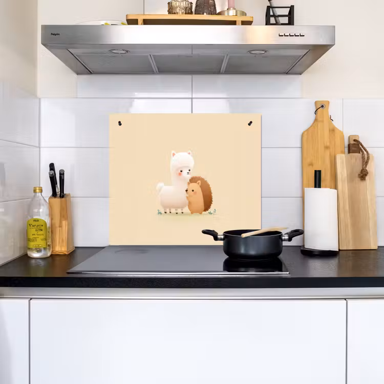 Alpaca - Egel - Bruin - Knuffelen Inductie beschemer met haakjes middel -sfeer2
