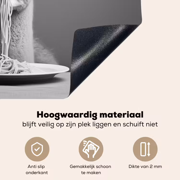 Alpaca - Pasta - Zwart - Wit - Grappig - Dieren Inductie beschemer met haakjes klein -ky-onderkant-nl