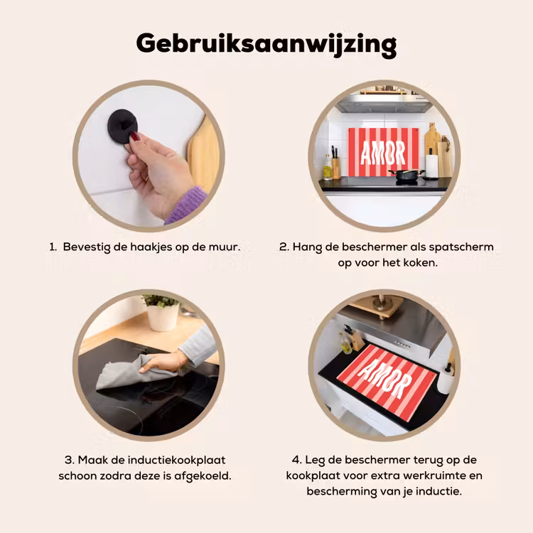 Amor - Strepen - Rood - Roze Inductie beschemer met haakjes klein -ky-gebruik-nl
