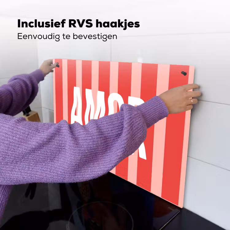 Amor - Strepen - Rood - Roze Inductie beschemer met haakjes klein -ky-ophangen-nl