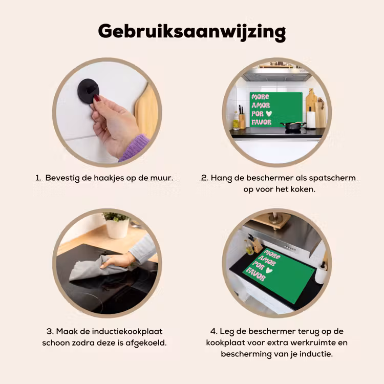 Amor - Valentijn - Groen - Tekst Inductie beschemer met haakjes klein -ky-gebruik-nl