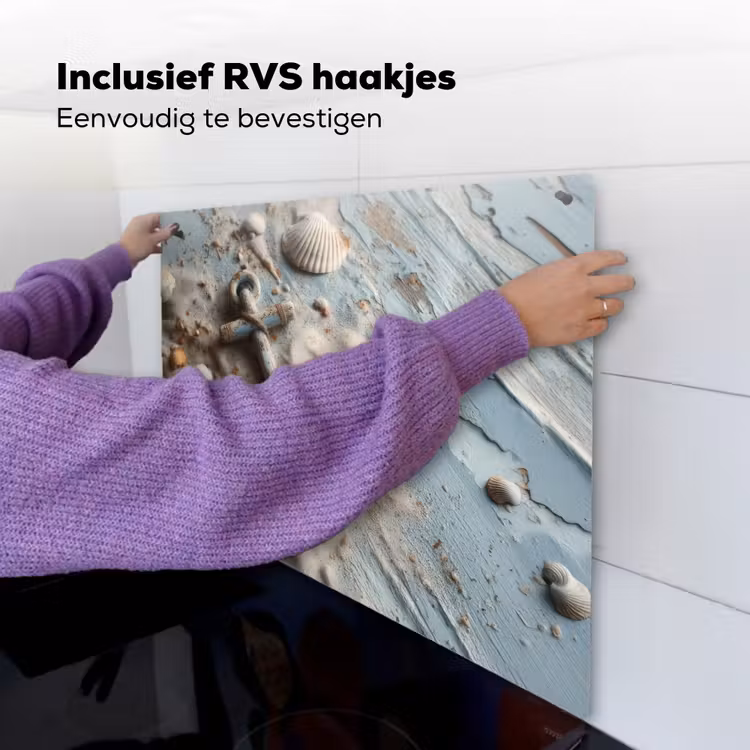 Anker - Hout - Schelpen - Zand Inductie beschemer met haakjes middel -ky-ophangen-nl