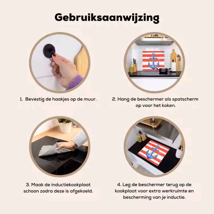 Anker - Verfspatten - Rood - Blauw Inductie beschemer met haakjes middel -ky-gebruik-nl