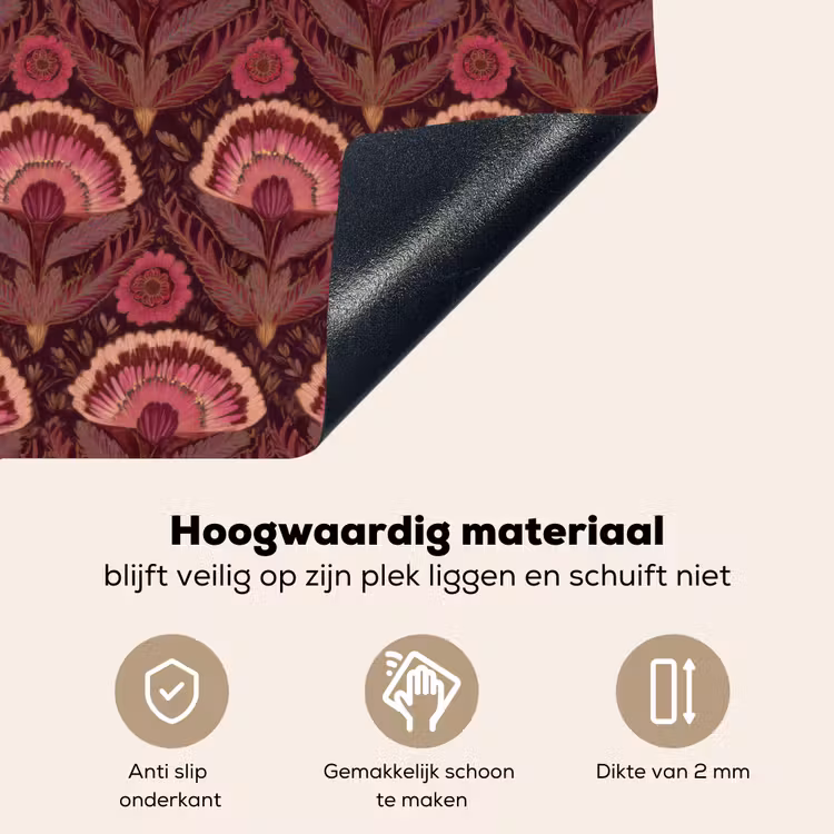 Antiek - Bloemen - Kleurrijk Inductie beschemer met haakjes klein 777 -ky-onderkant-nl