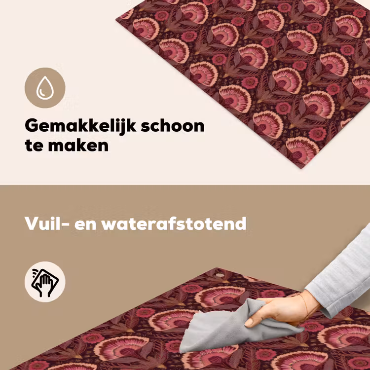Antiek - Bloemen - Kleurrijk Inductie beschemer met haakjes klein 777 -ky-schoon-nl