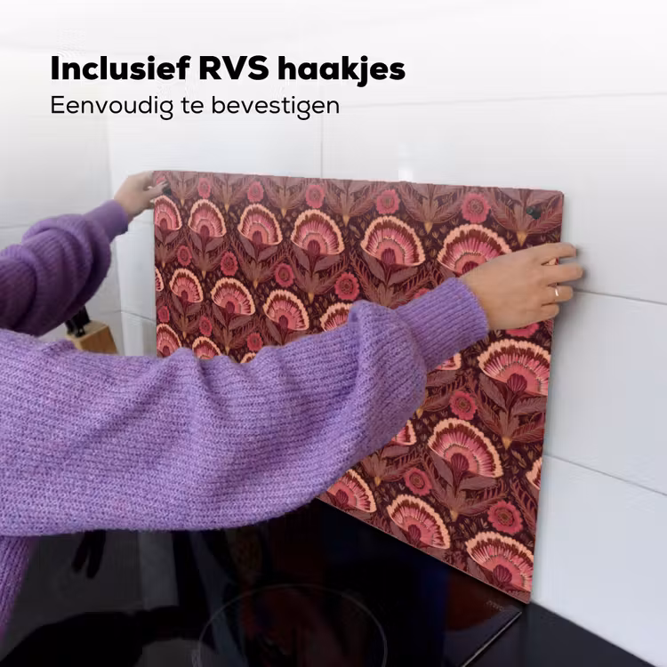 Antiek - Bloemen - Kleurrijk Inductie beschemer met haakjes klein 777 -ky-ophangen-nl