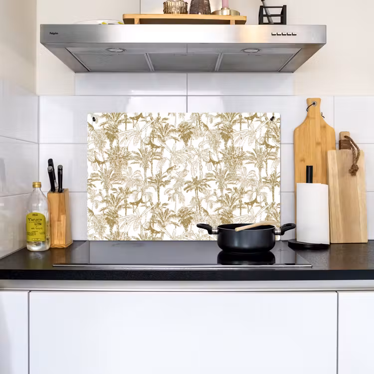 Apen - Jungle - Abstract - Beige Inductie beschemer met haakjes klein 777 -sfeer2