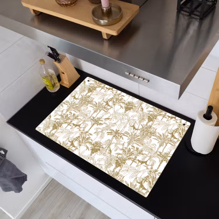Apen - Jungle - Abstract - Beige Inductie beschemer met haakjes klein 777 -sfeer1