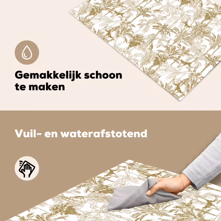 Apen - Jungle - Abstract - Beige Inductie beschemer met haakjes klein 777 -ky-schoon-nl