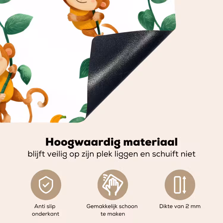 Apen - Lianen - Kleurrijk Inductie beschemer met haakjes klein 777 -ky-onderkant-nl