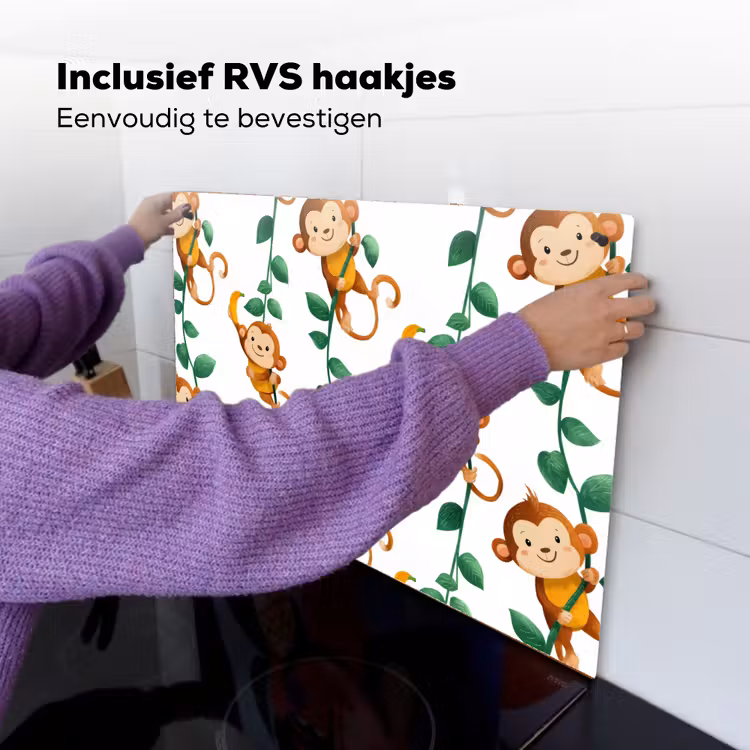 Apen - Lianen - Kleurrijk Inductie beschemer met haakjes klein 777 -ky-ophangen-nl